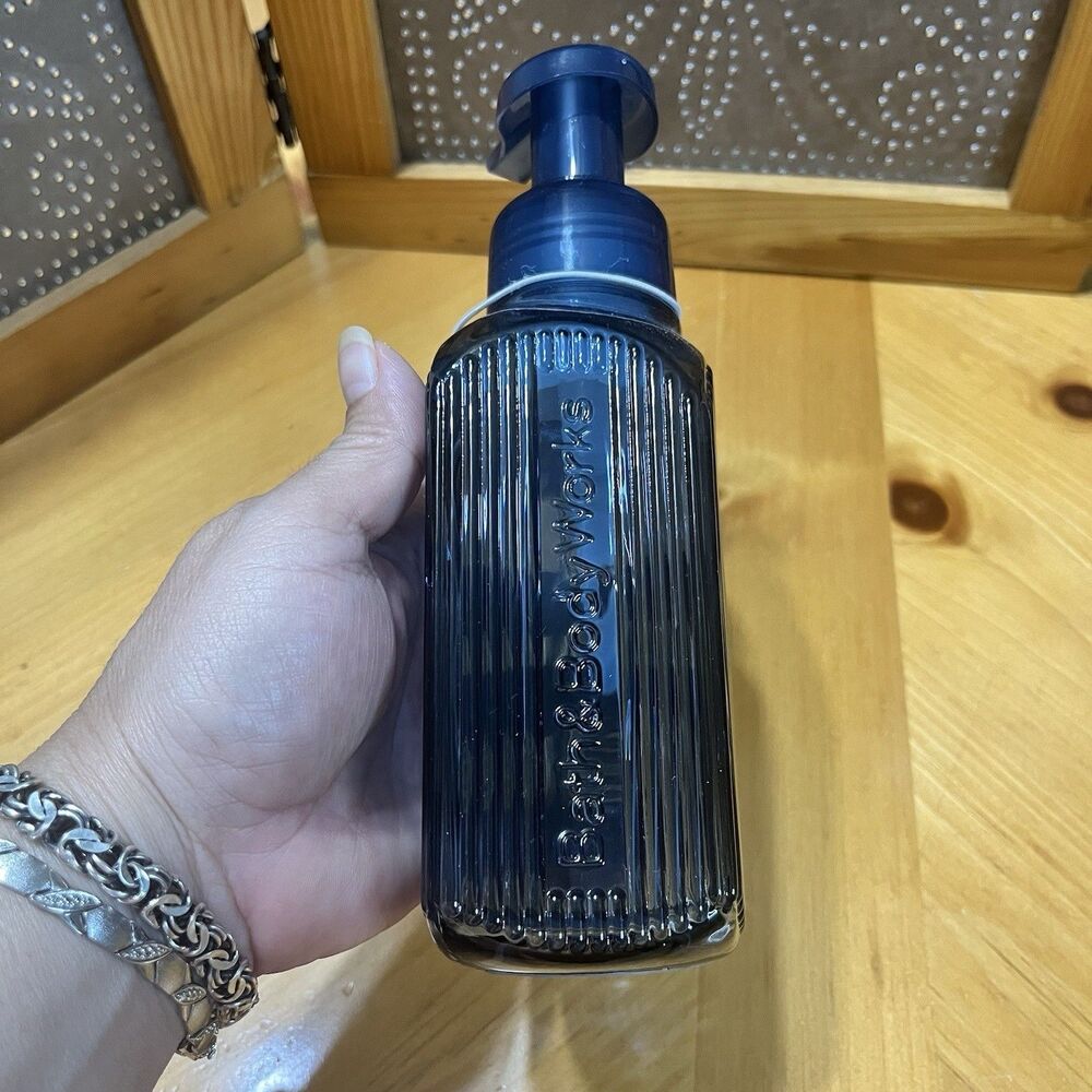 Bath & Body Works Glass Foaming Soap Holder Dispenser Pump Blue Bathroom Decor - Picture 5 of 7